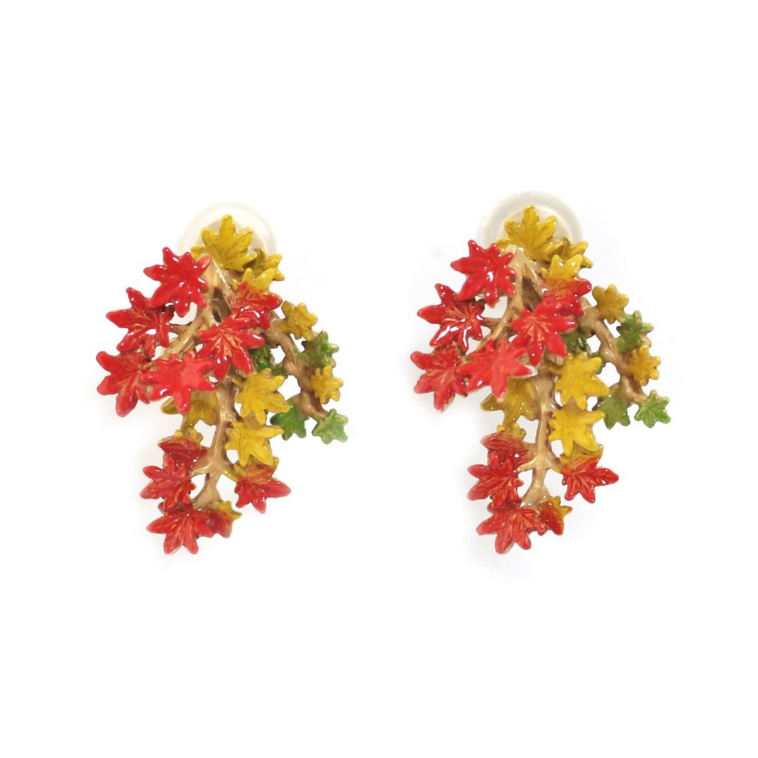 Mountain Yosoou mountain pretend Clip-On Autumn Leaves in Mountain Earring EA133 - 耳环/耳夹 - 其他金属 橘色