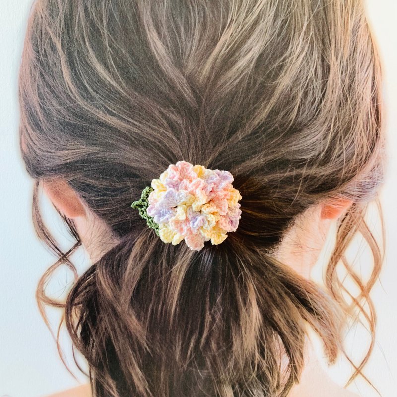 绣球花发圈16色 日本线编织 日本橡筋 可洗 可换橡筋 - 发饰 - 棉．麻 多色