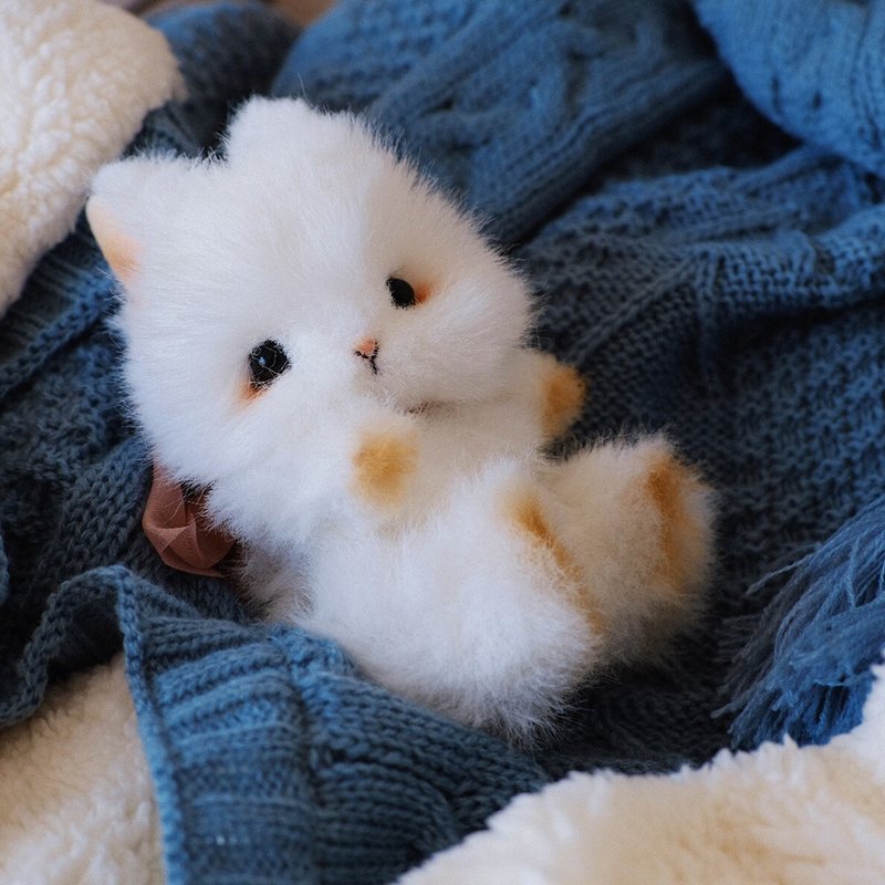 【中等难度系列】手心的小兔/DIY材料包 毛绒关节玩偶小兔子 - 编织/刺绣/羊毛毡/裁缝 - 其他材质 白色