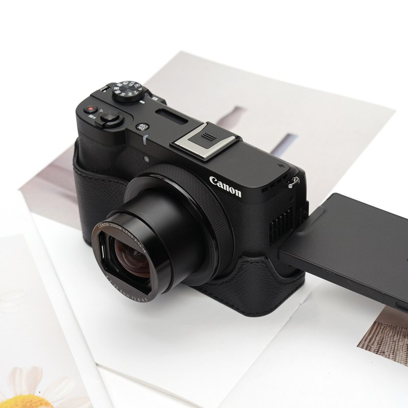 适用机型CANON POWERSHOT V1 手掌纹皮革相机底座皮套 - 相机包/相机袋 - 真皮 多色