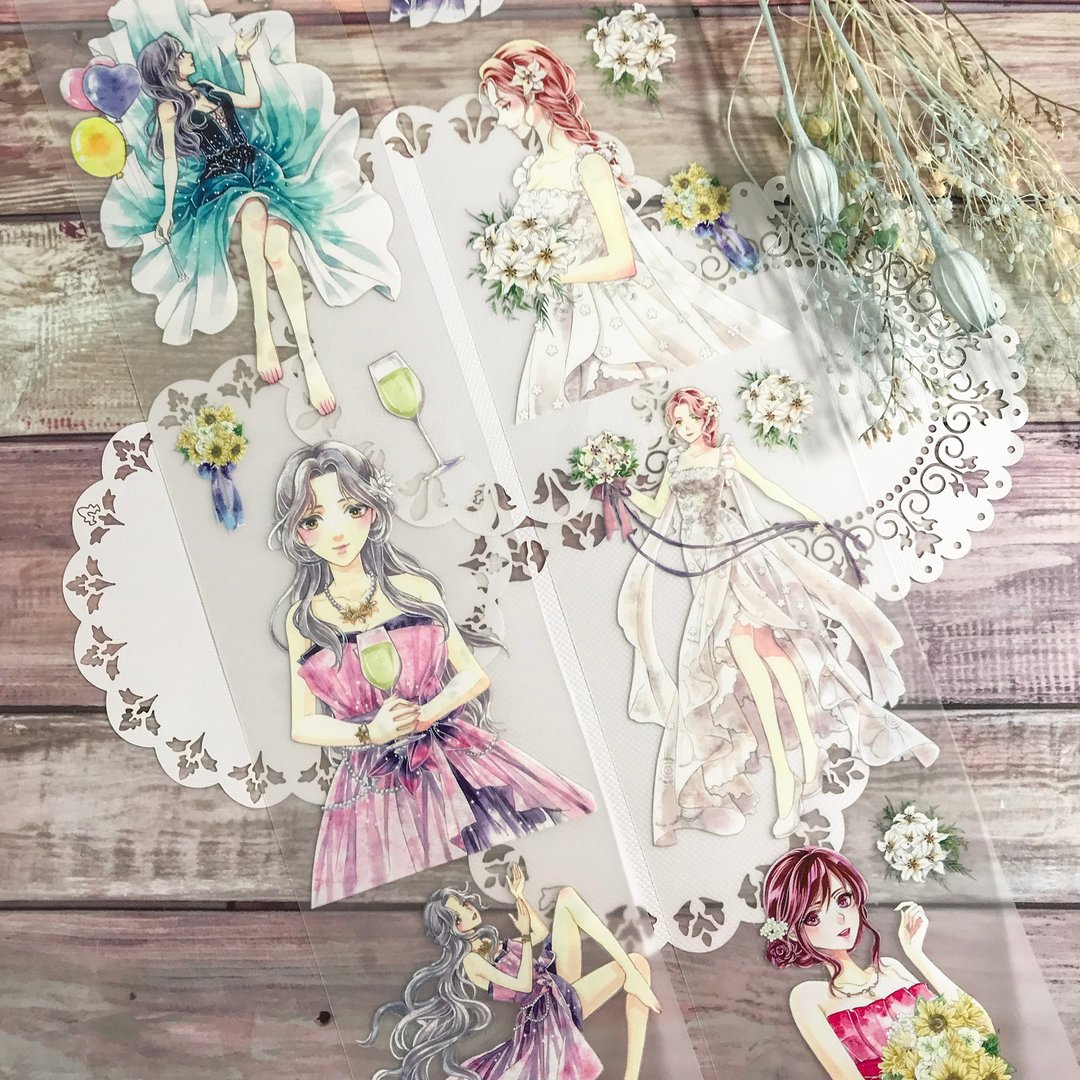 最闪耀的妳Shining Ladies-1-婚纱淑女I 亮P/雾P/和纸胶带 可选 - 纸胶带 - 纸 多色