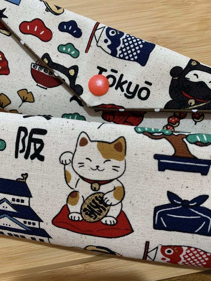 文青风环保纯棉筷袋 ~畅游日本  原麻米色潮物 收纳 手作餐具袋 - 收纳用品 - 棉 白色