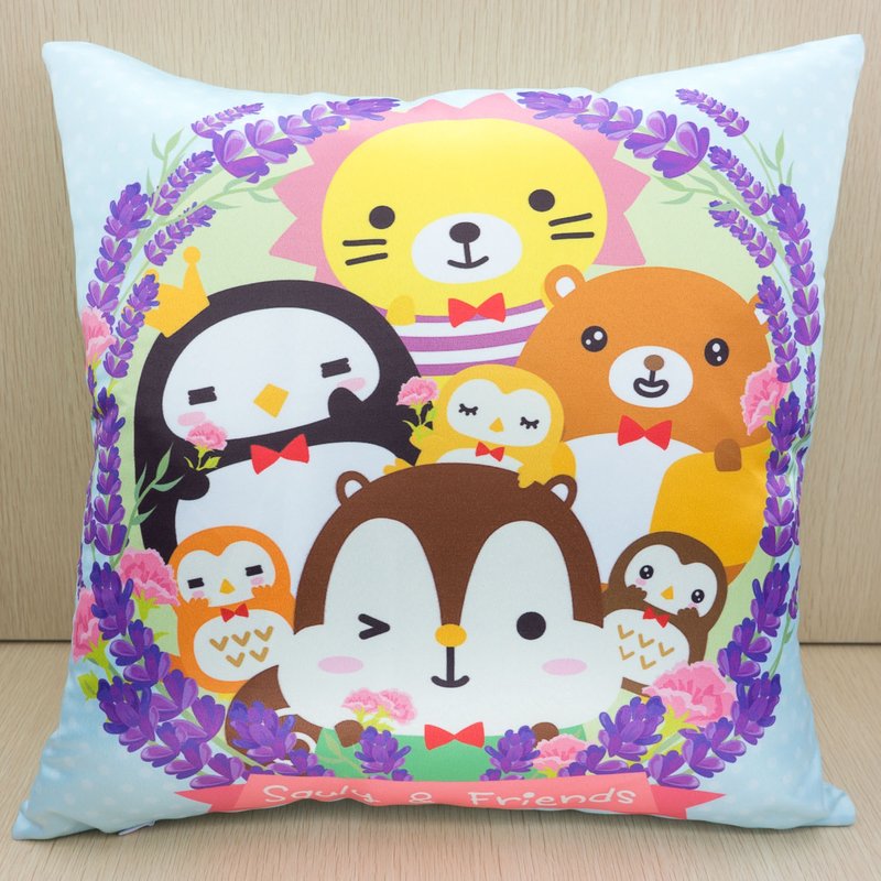 Squly 靠垫/咕臣/软垫/抱枕 (蓝背景花圈) - 枕头/抱枕 - 聚酯纤维 蓝色