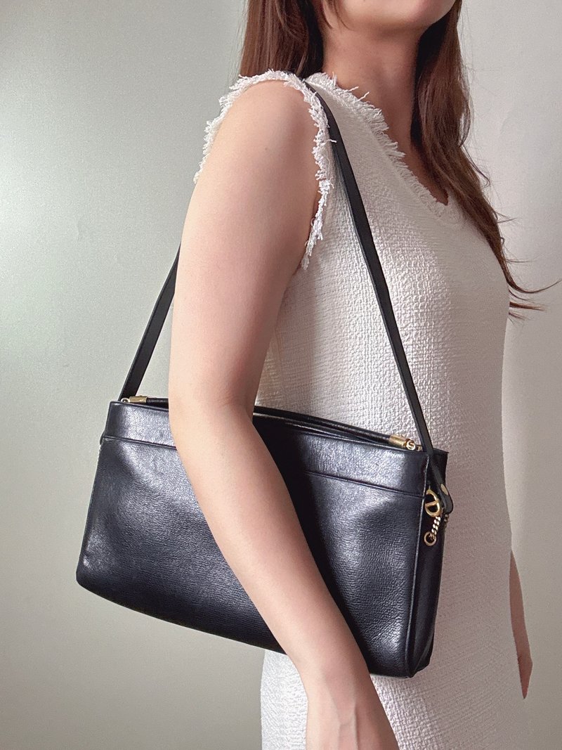 中古正品 Christian Dior 迪奥 真皮两用包 腋下包 侧背包 手提包 - 侧背包/斜挎包 - 真皮 黑色