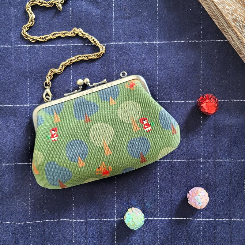 子母 口金包 手提包 卡包 短夹 小废包 防泼水 - 草绿色漂亮园林 - 零钱包 - 棉．麻 绿色