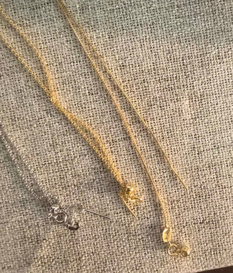 Yuanpeal純銀S925純銀素銀項鍊搭配吊墜使用加單鏈接金銀兩色可選 - 项链 - 银 灰色