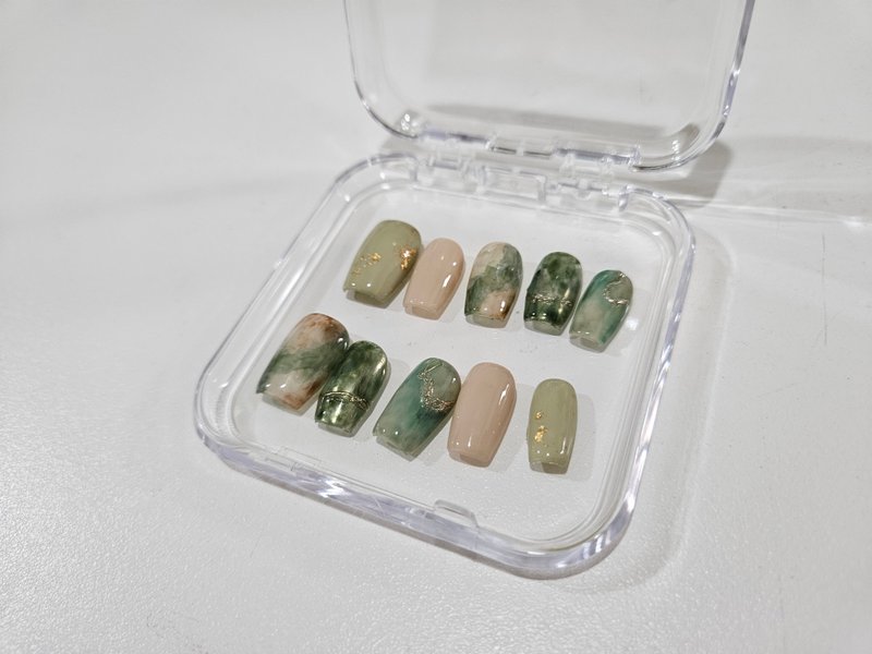 手工穿戴甲/东方墨玉/长梯型 尺寸M 现货商品 - 其他 - 塑料 绿色