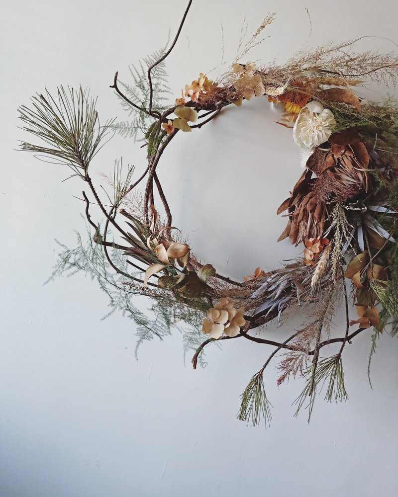 秋感。手绑大花圈/体验课程/干燥花/秋季限定 - 植栽 - 植物．花 