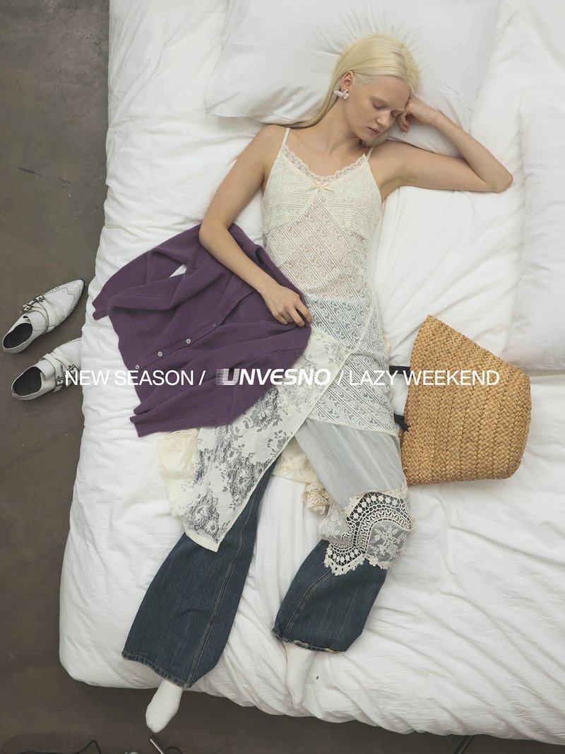 【镂空蕾丝】Unvesno(UN) 慵懒感定制拼接可叠穿搭配吊带连衣裙 - 洋装/连衣裙 - 其他材质 