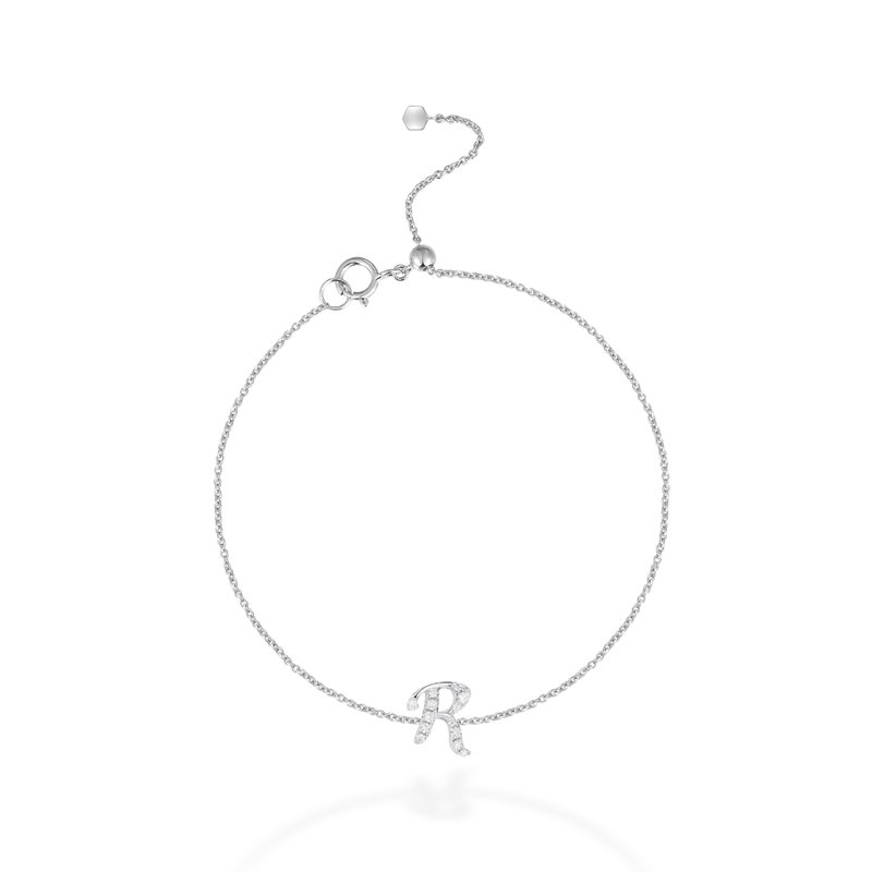 【mori】R 字母钻石手链 【14k白金】 - 手链/手环 - 钻石 银色