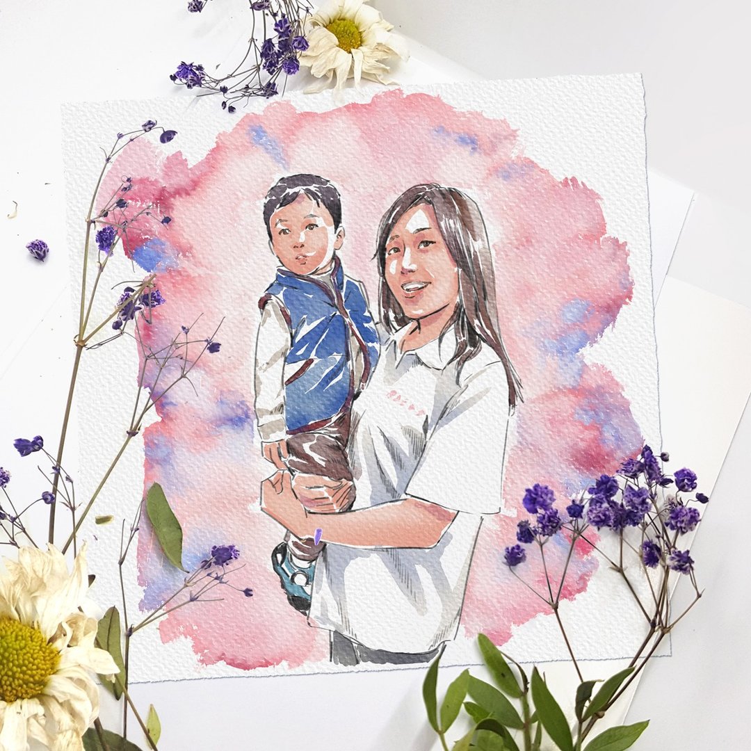 依照片订制水彩风格肖像数位手绘艺术品 - 电子手绘真人画像/绘画/插画 - 其他材质 