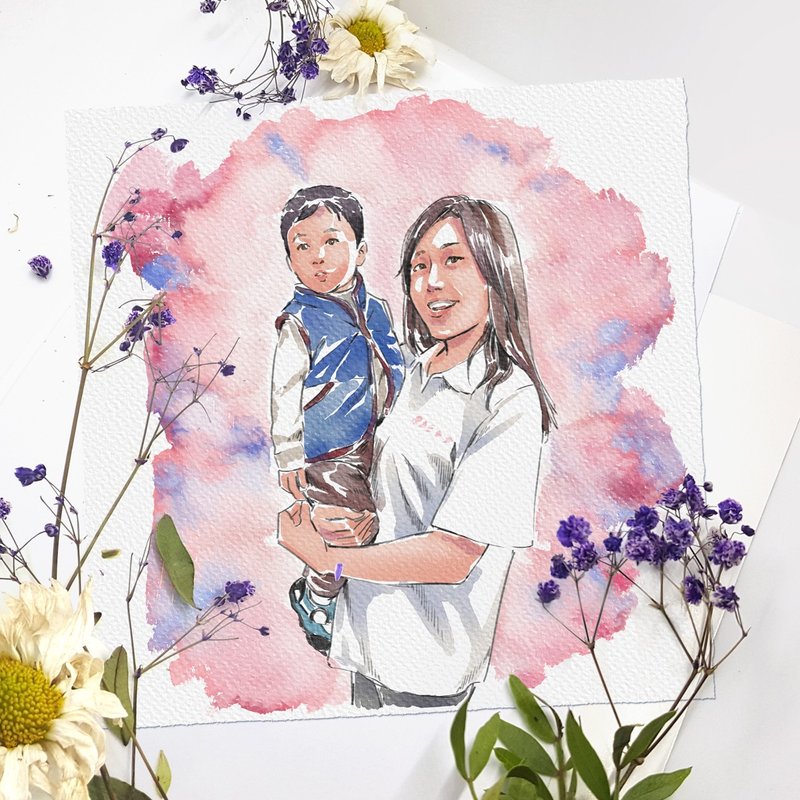 依照片订制水彩风格肖像数位手绘艺术品 - 电子手绘真人画像/绘画/插画 - 其他材质 