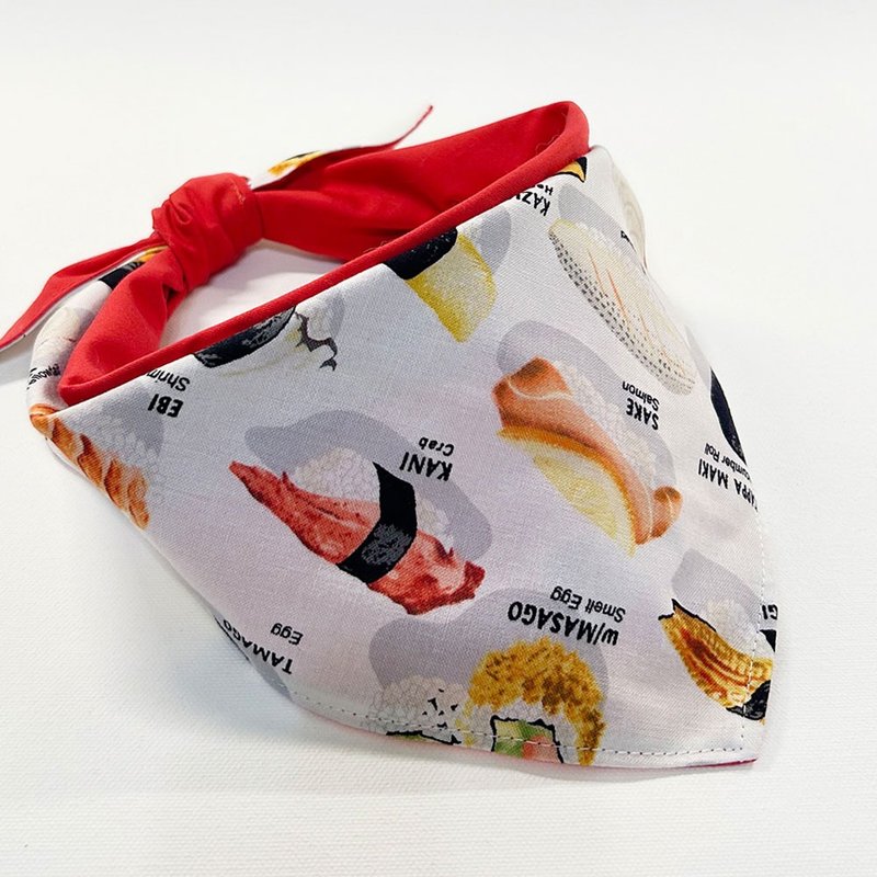 狗狗专属名领巾-定制化(大型犬)- 寿司郎 - 项圈/牵绳 - 棉．麻 红色