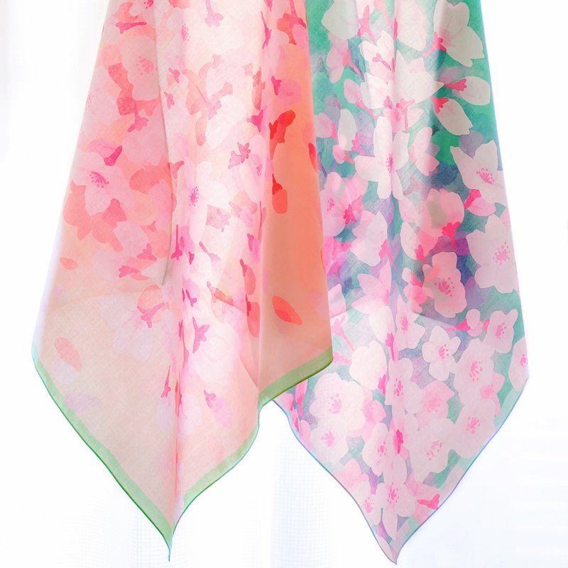 樱花大尺寸手帕 - 手帕/方巾 - 棉．麻 粉红色