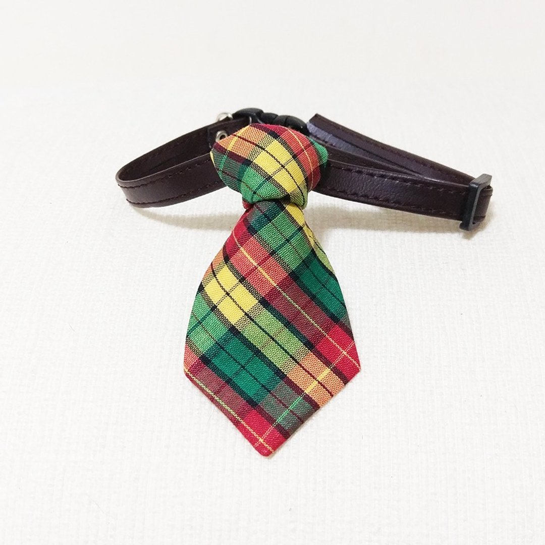 Ella Wang Design Tie 宠物 领结 领带 猫 狗 黄色 格纹 绅士 - 项圈/牵绳 - 棉 黄色
