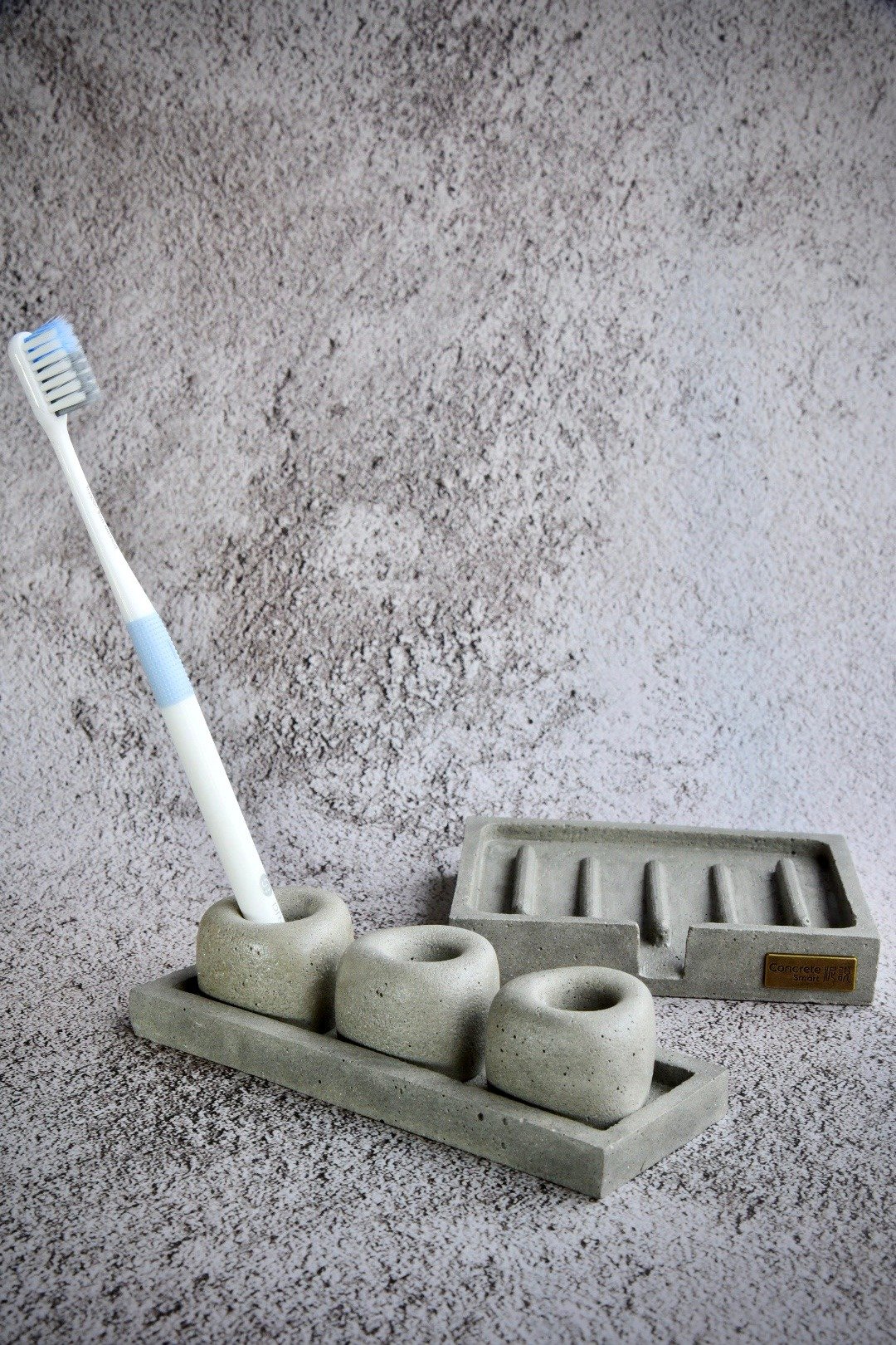水泥制牙刷架组 - 卫浴用品 - 水泥 灰色