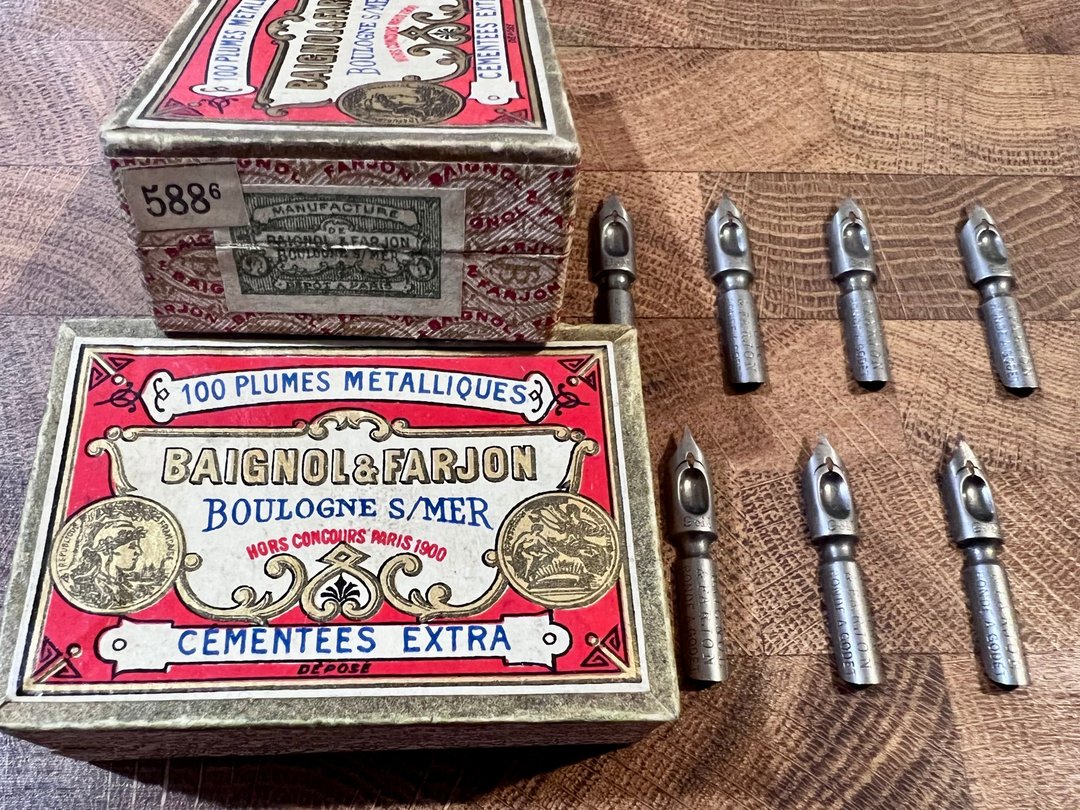 1920~30 法国 B&F Cementees Extra  588/6 沾水笔尖 细F - 蘸水笔 - 其他金属 