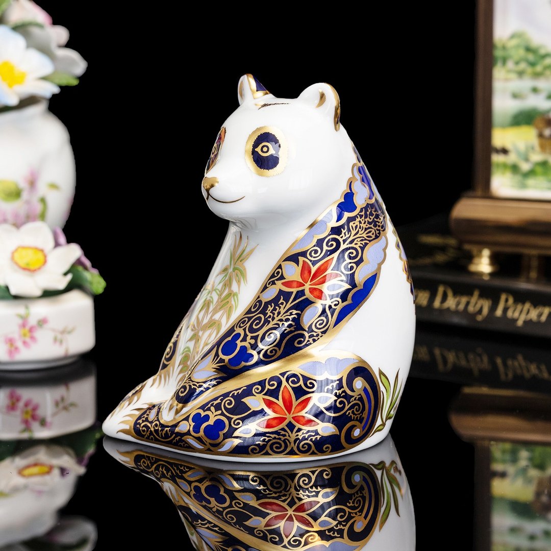 英国制Royal Crown Derby 1998熊猫骨瓷伊万里纸镇装饰摆饰生日礼 - 摆饰 - 瓷 