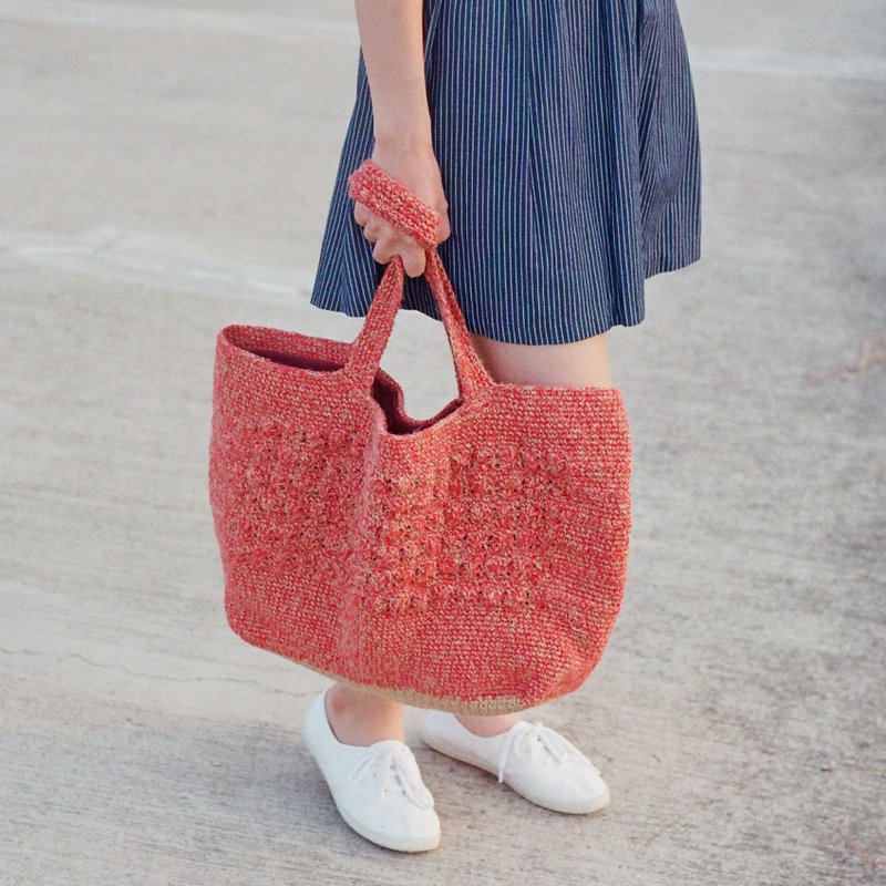 大红包 / 麻绳编织包 / 手工麻绳包 / 肩背包 / 手提包 - 手提包/手提袋 - 棉．麻 红色