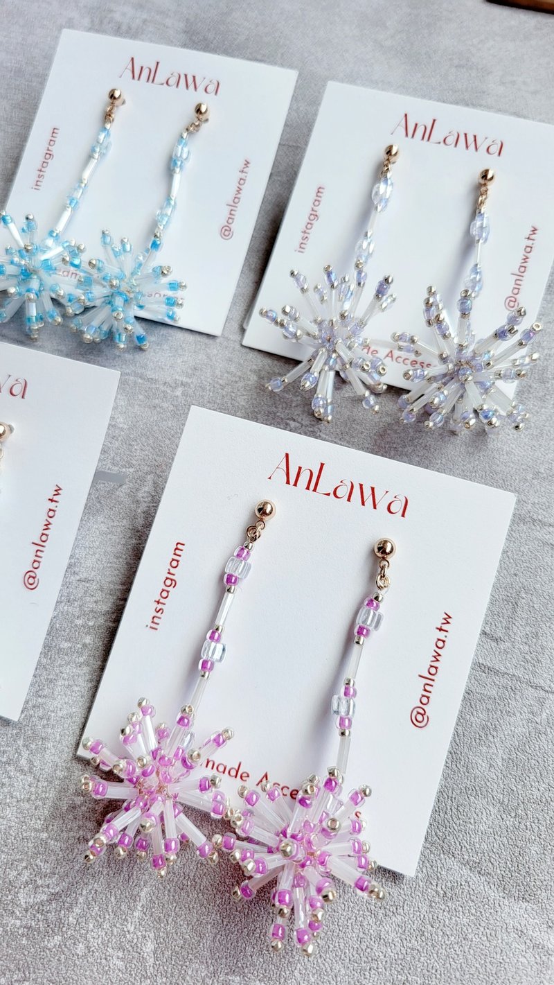 耳环 【 烟花 】 :: 日本珠 珠绣饰品 ビーズ刺繍_AnLawa - 耳环/耳夹 - 其他材质 多色