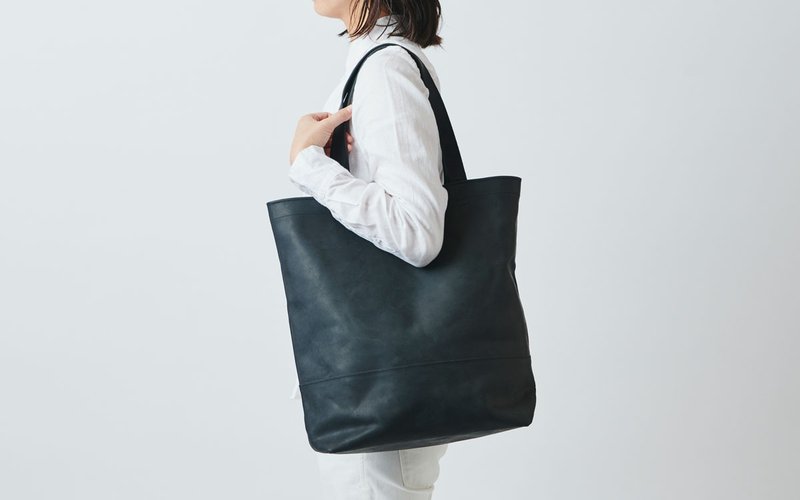 leather totebag black Lsize - 手提包/手提袋 - 真皮 黑色