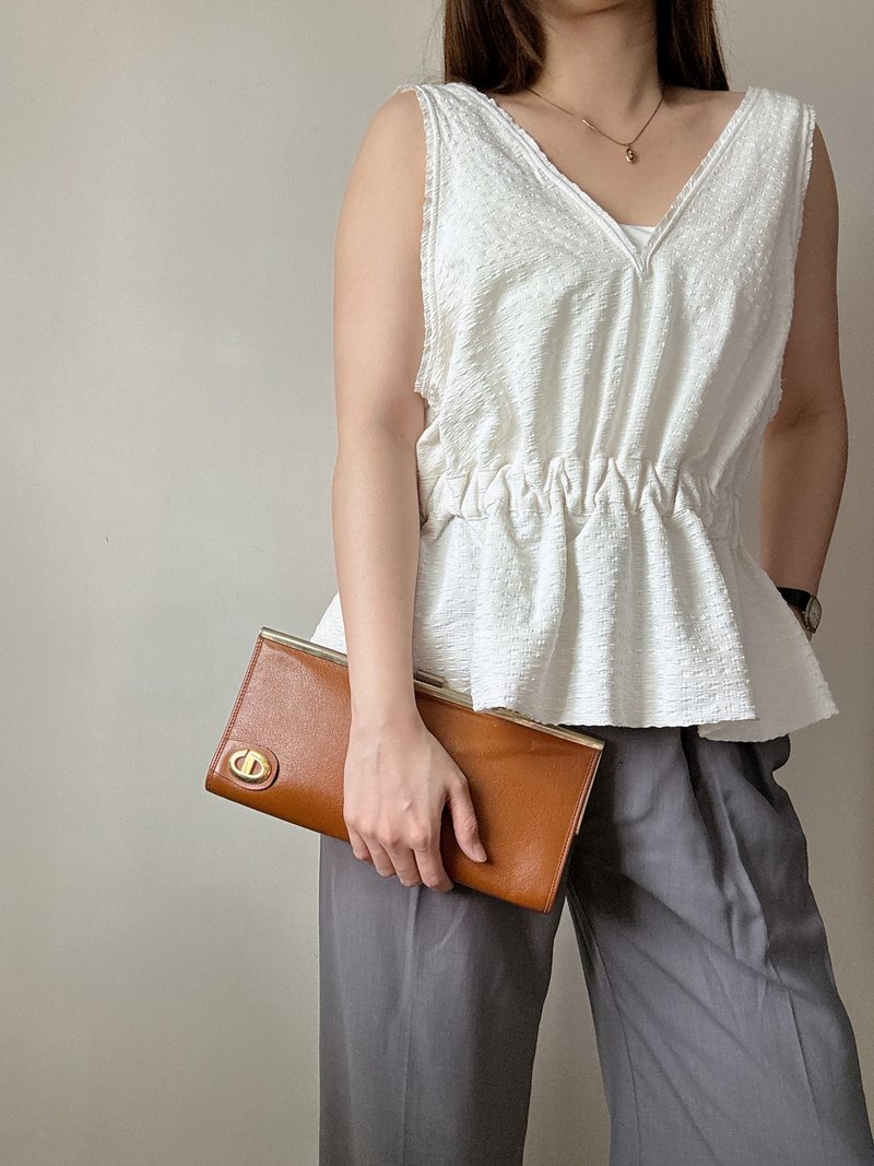 中古正品 Christian Dior 迪奥 金棕色 手拿包 晚宴包 - 侧背包/斜挎包 - 真皮 咖啡色