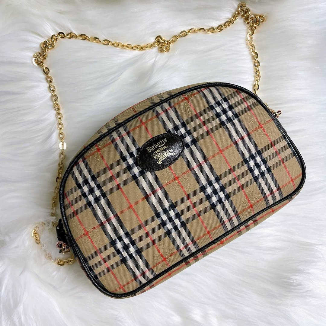 Burberry Nova 经典格纹斜背包 - 侧背包/斜挎包 - 其他材质 咖啡色