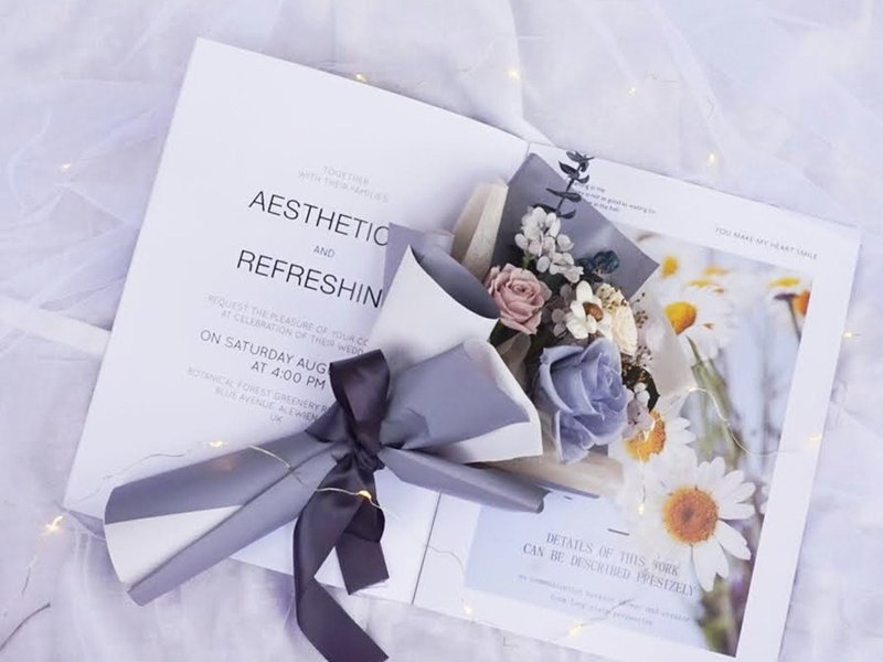 典雅蓝色永生玫瑰花束   附透明花袋 - 干燥花/捧花 - 植物．花 