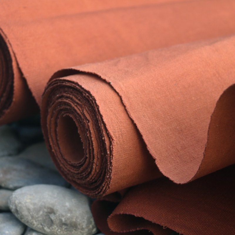 手工纯棉老粗布土布柿染蓝染草木染复古茶席窗帘diy面料 宽幅40cm - 编织/刺绣/羊毛毡/裁缝 - 棉．麻 