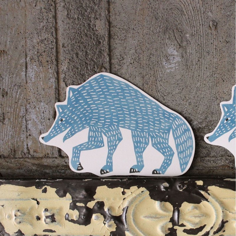 蓝狼造型卡片/明信片 - 卡片/明信片 - 纸 蓝色