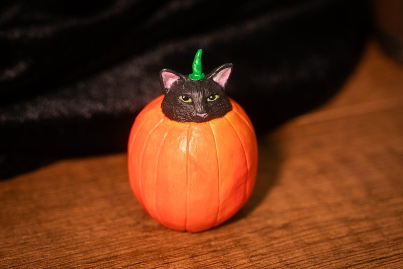 万圣节特别商品　南瓜猫猫(猫咪颜色可调整) - 玩偶/公仔 - 粘土 橘色