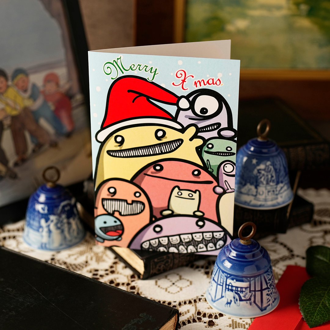 Merry Christmas 怪兽过圣诞 ·圣诞卡片附封套 - 卡片/明信片 - 纸 多色