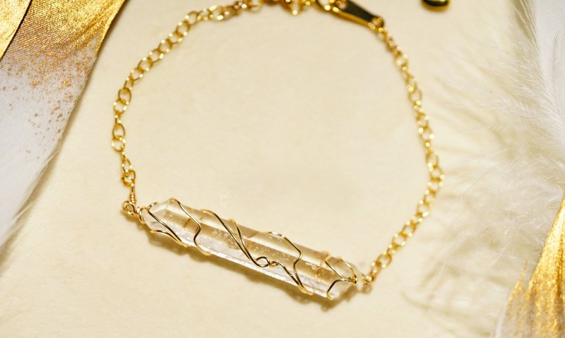 纯手工进口14K包金绕线哥伦比亚利姆利亚白水晶柱手链 - 手链/手环 - 宝石 多色