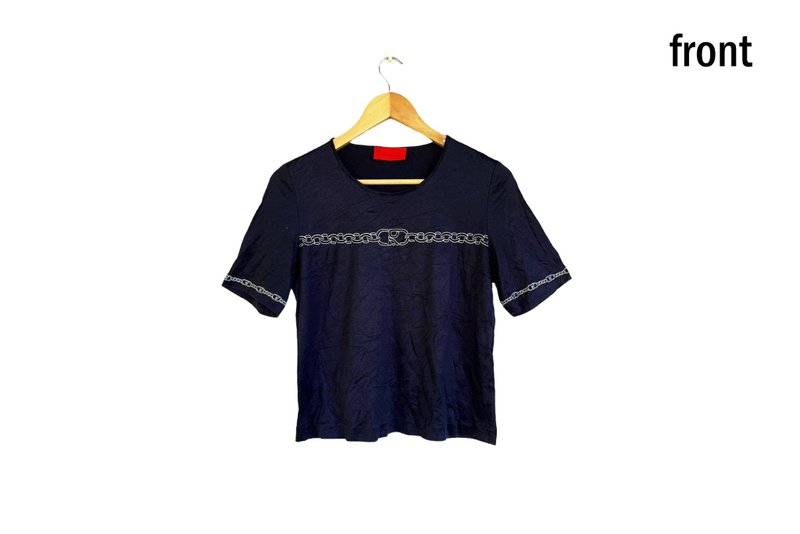 ROBERTA DI CAMERINO 复古短袖上衣，质感布料、精致车工。 - 女装上衣 - 棉．麻 蓝色