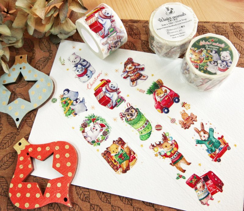 冬季小动物-3cm纸胶带-特殊油墨+白墨 - 纸胶带 - 纸 