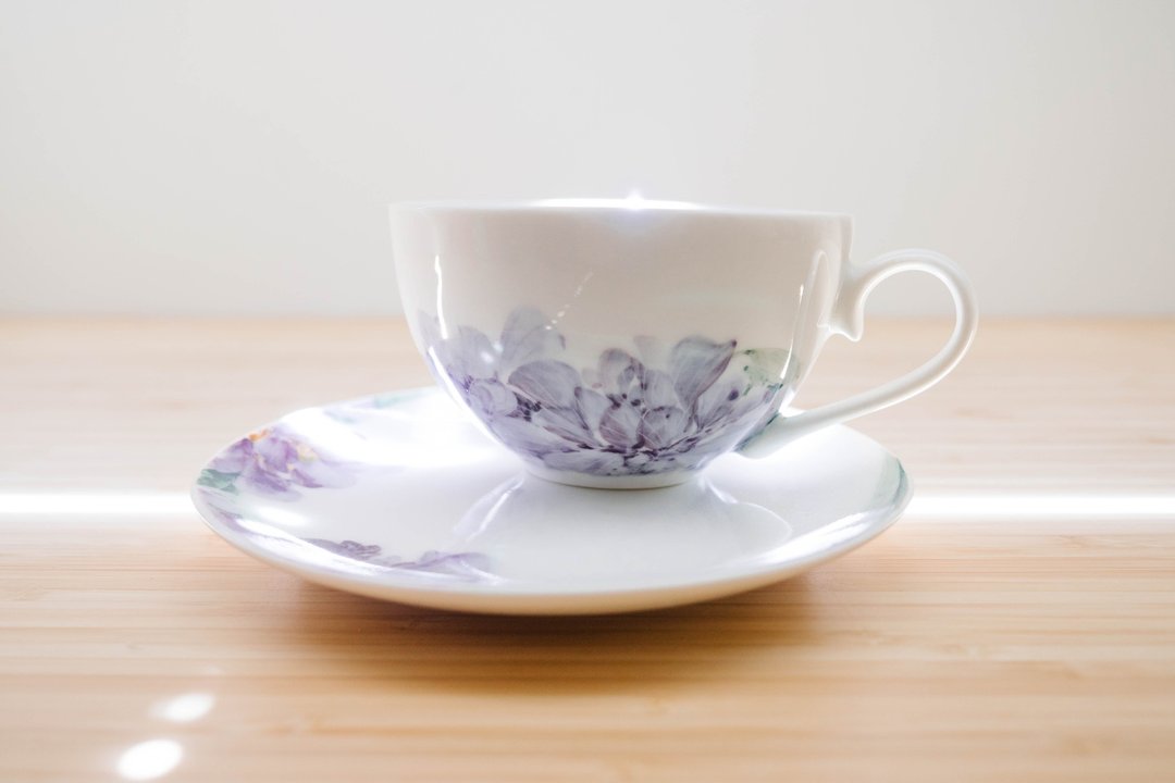 鸢尾花陶瓷杯盘组 - 茶具/茶杯 - 瓷 