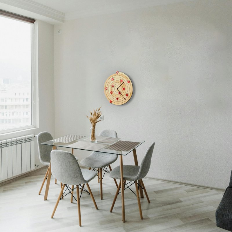 Spiral - 由桦木胶合板制成的独特现代挂钟 - 时钟/闹钟 - 木头 红色