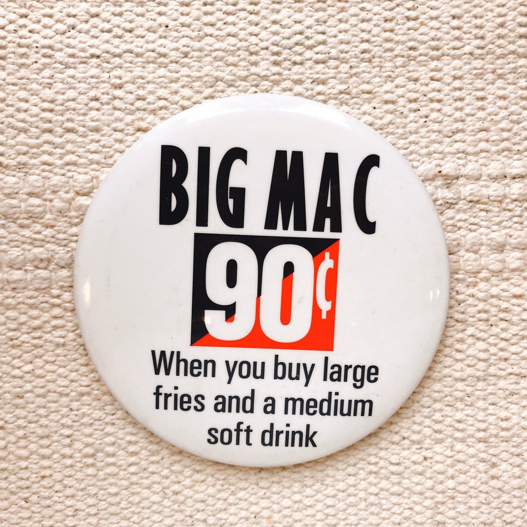 加拿大 McDonalds 麦当劳出品 BIG MAC 古董徽章别针 - 徽章/别针 - 其他金属 白色