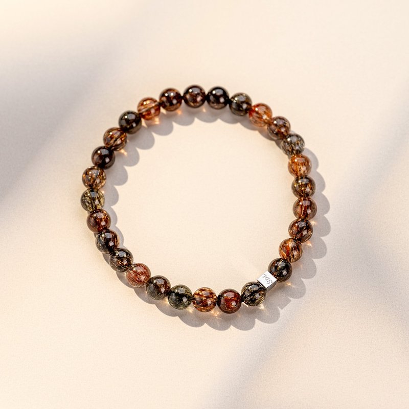 满矿黑金超 | 天然能量水晶手串 | 6-7mm  D11202 - 手链/手环 - 水晶 黑色