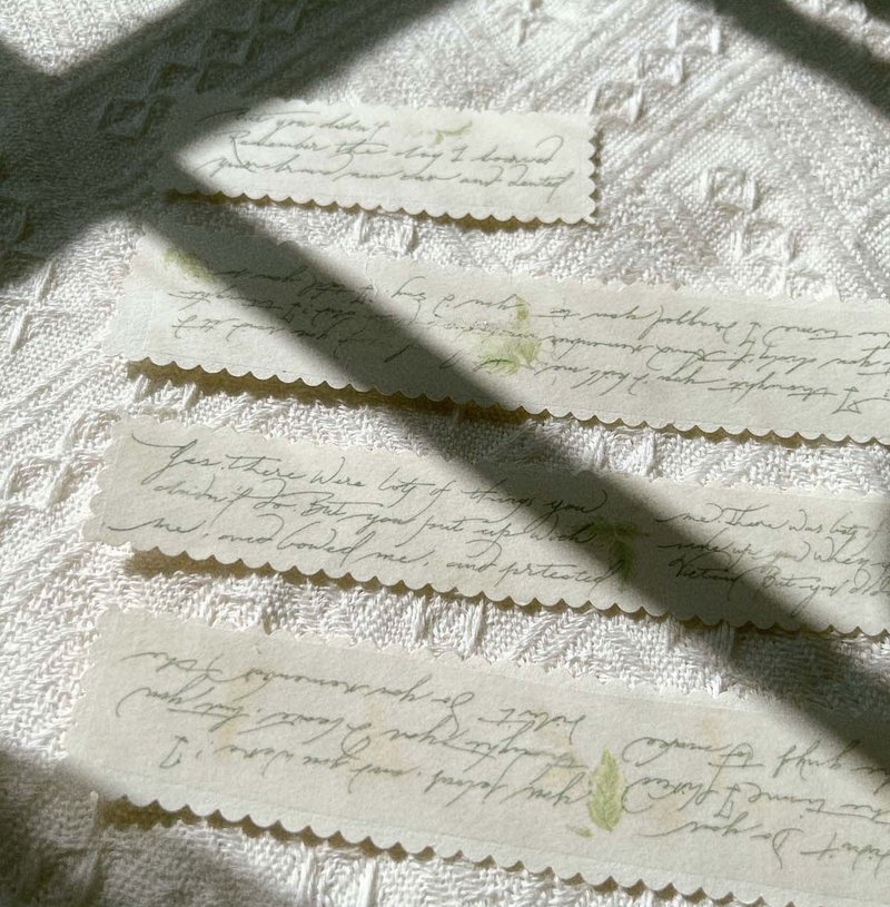 新綠 若葉 復古手寫英文字素 和紙膠帶 10米卷 台灣製 - 纸胶带 - 其他材质 绿色