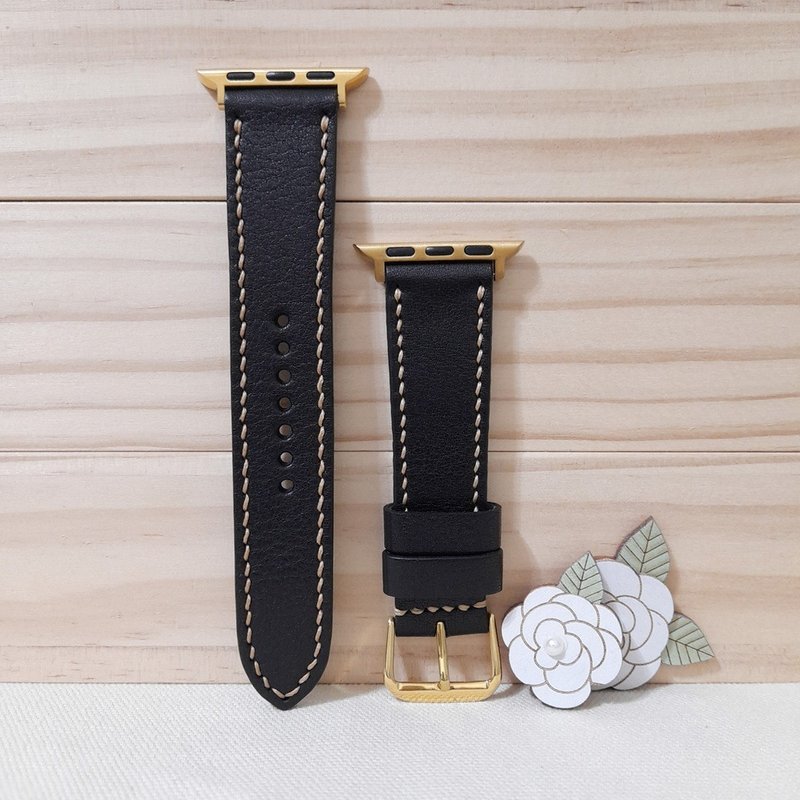 表带 / apple watch 表带 / 宇宙黑 / 手工制作 / 意大利顶级皮革 - 表带 - 真皮 