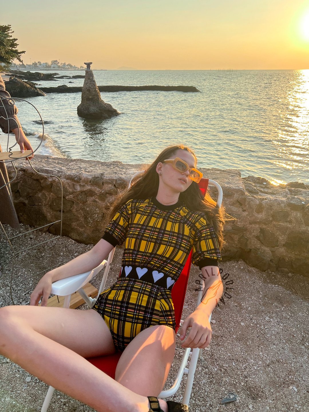 Aprilpoolday Swimwear / LOVE BAND TWO PIECES / Yellow Plaid - 女装泳衣/比基尼 - 其他材质 黄色