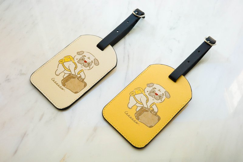 【行李牌】皮革行李牌 x 手绘巴哥波子 - 行李吊牌 - 人造皮革 