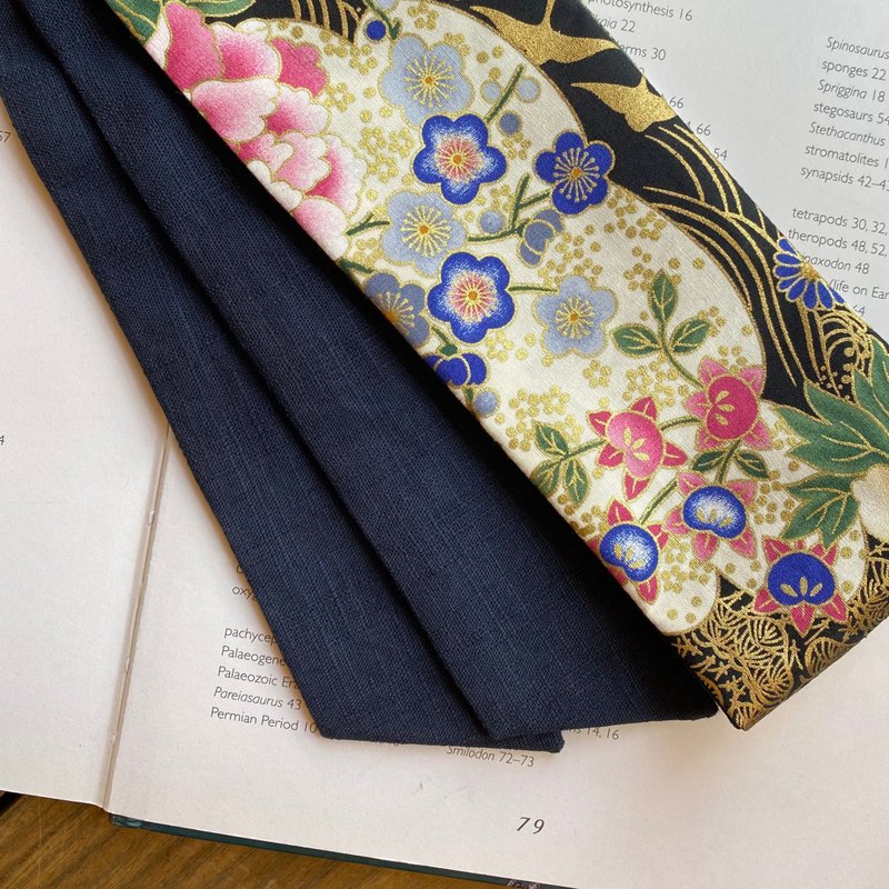 黑金彩花 烫金 绑式发带 - 发带/发箍 - 棉．麻 多色