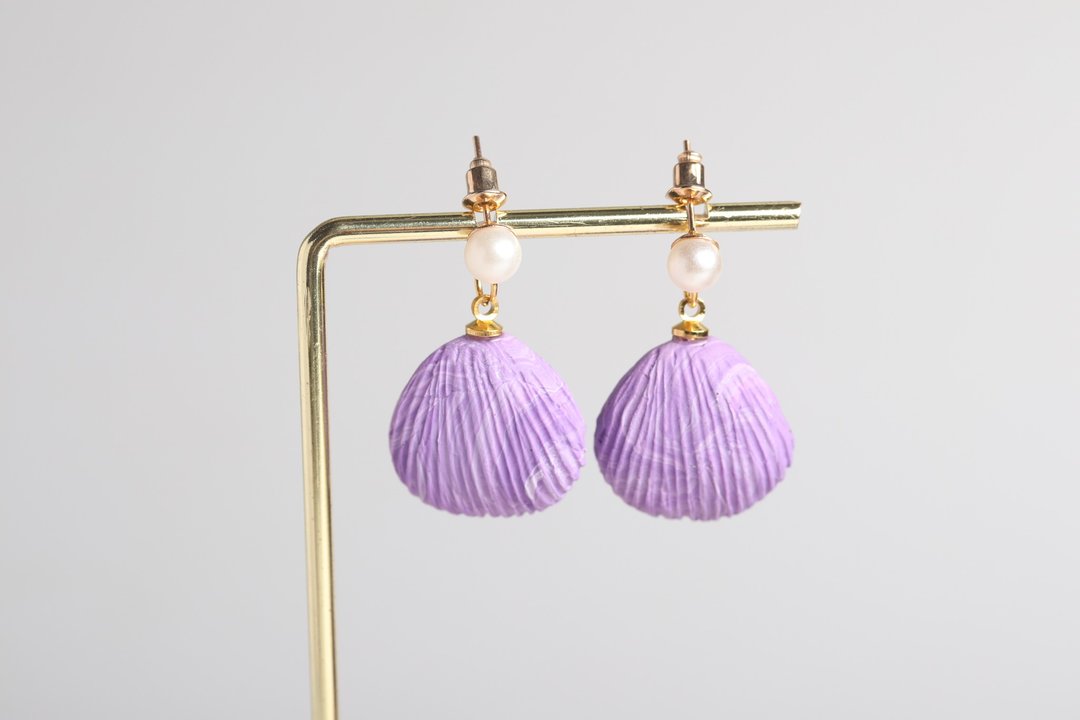 Polymer Clay Earrings  handmade | modern jewelry | simple jewelry - 耳环/耳夹 - 塑料 紫色