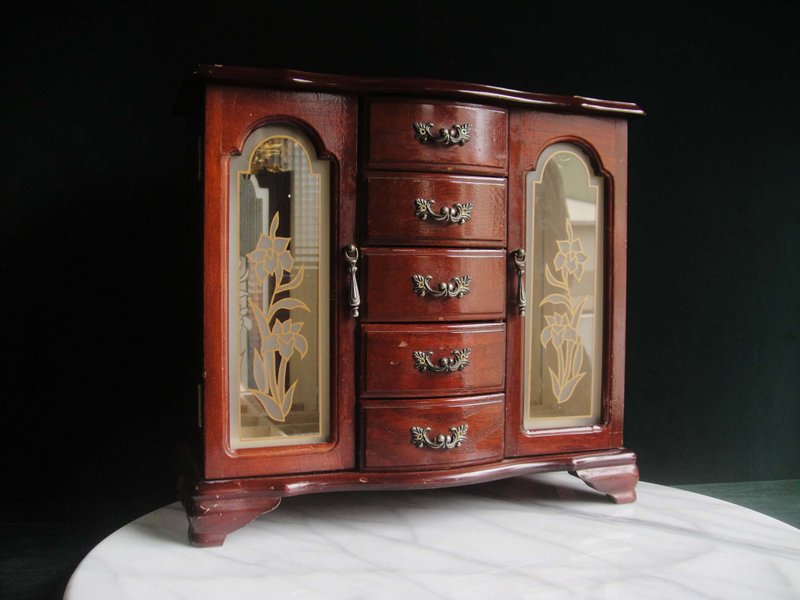 【老时光 OLD-TIME】早期二手台湾制彩绘玻璃珠宝柜 - 收纳用品 - 其他材质 多色