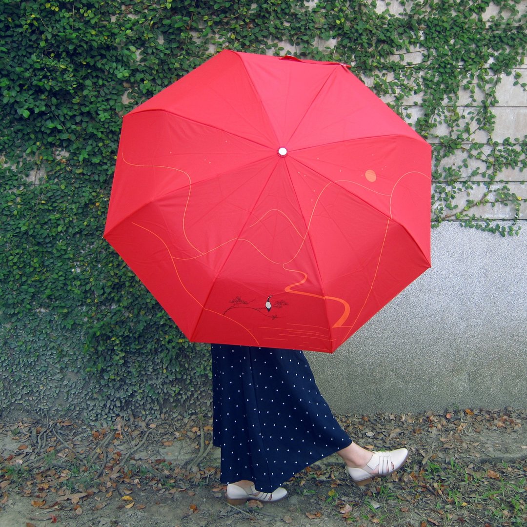 【遥望/自动红伞】/自动抗风折伞 - 雨伞/雨衣 - 聚酯纤维 红色