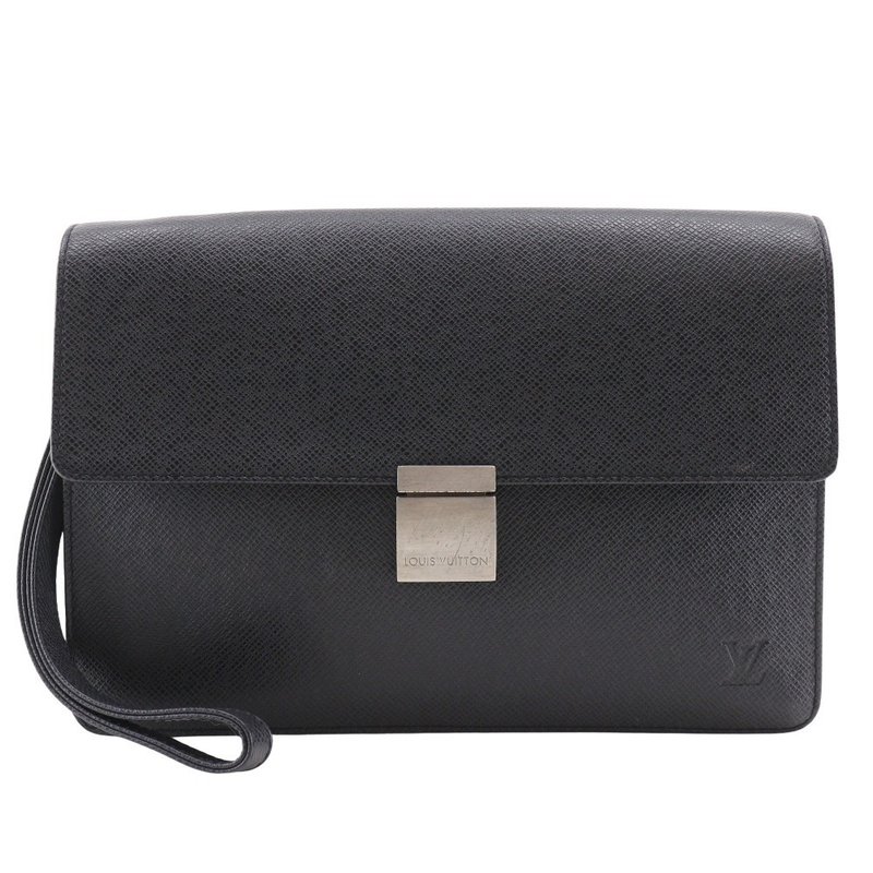 【日本直送】路易威登 LOUIS VUITTON Serenga 手拿包 M30782 Taiga 皮革 Ardoise 黑 男士【二手品】 - 手拿包 - 真皮 黑色