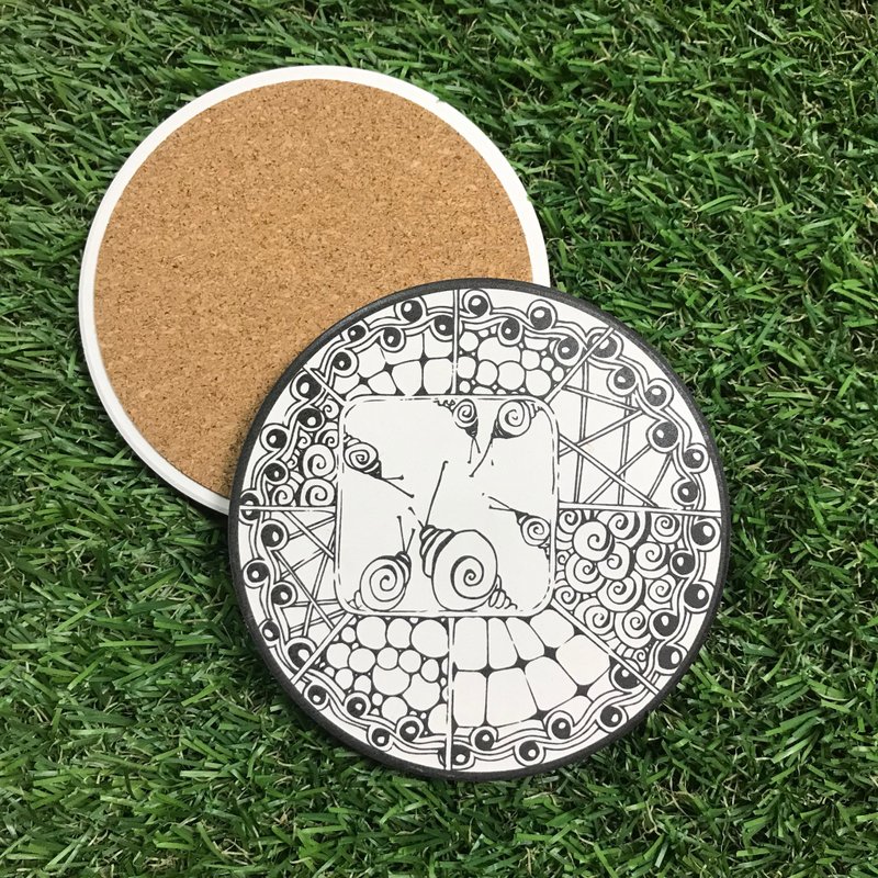 图腾 花纹 禅绕 - 吸水隔热杯垫 - 杯垫 - 粘土 