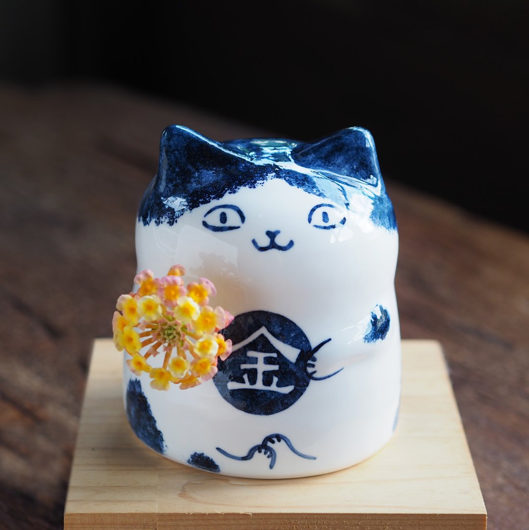 【金来猫】祝福花器 / 招财摆饰 / 可插干燥花 - 摆饰 - 瓷 白色